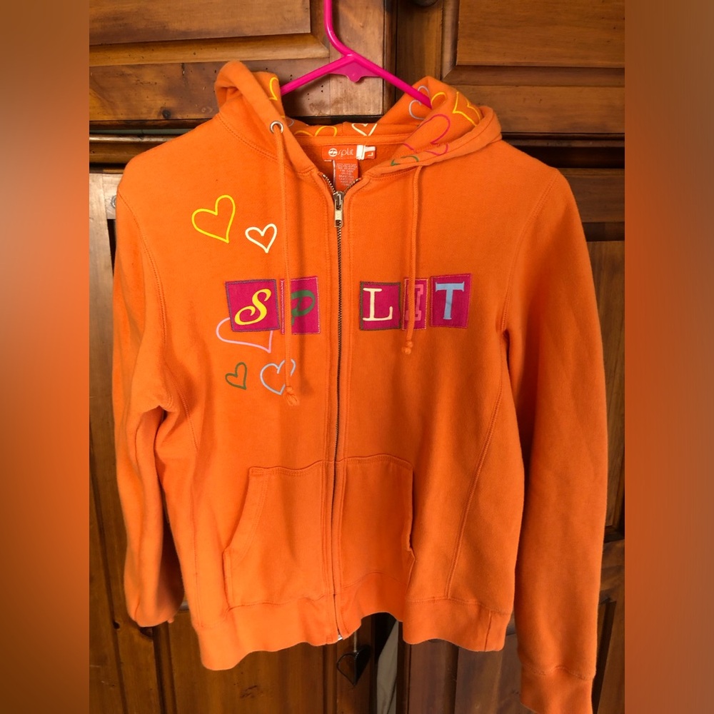 Orange split zip up